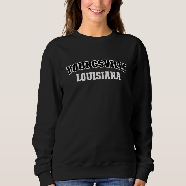 Sweatshirt Youngsville Louisiana Black White Athletic Letteri (Devant)