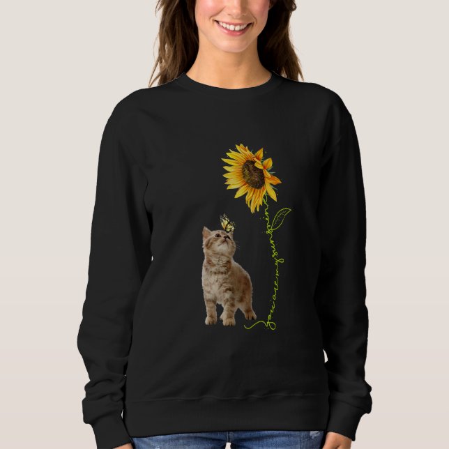 Sweatshirt You're My Sunshine Sunflower Brown Baby Cat Play B (Devant)