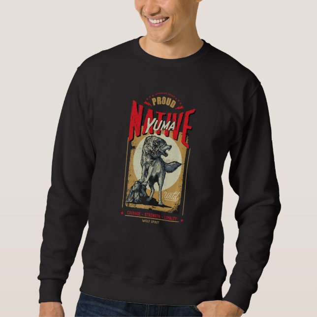 Sweatshirt Yuma Native American Indian Born Wolf Spirit Retro (Devant)