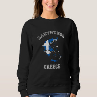 Sweatshirt Zakynthos Greece Classic Greece Flag Map Design