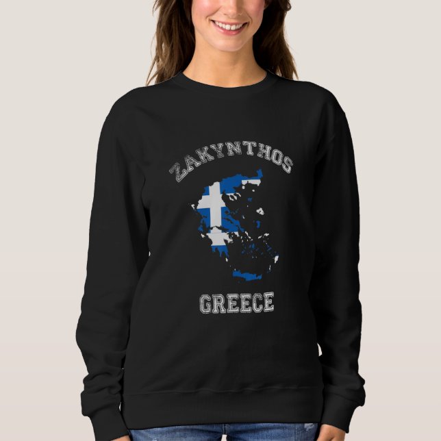 Sweatshirt Zakynthos Greece Classic Greece Flag Map Design (Devant)