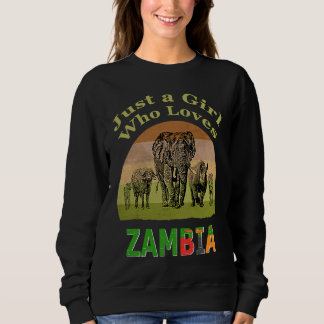 Sweatshirt Zambia Big 5 Wildlife with Text Just a Girl Who Lo