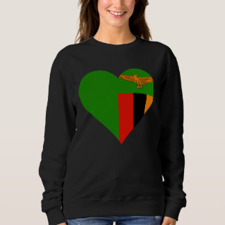 Sweatshirt Zambia Flag Heart Zambia  Love Zambia