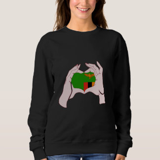 Sweatshirt Zambia Handsign Heart Zambian Flag Zambian Pride