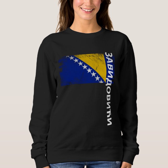 Sweatshirt Zavidovici Bosnia Flag For Bosnian Men Women Kids (Devant)