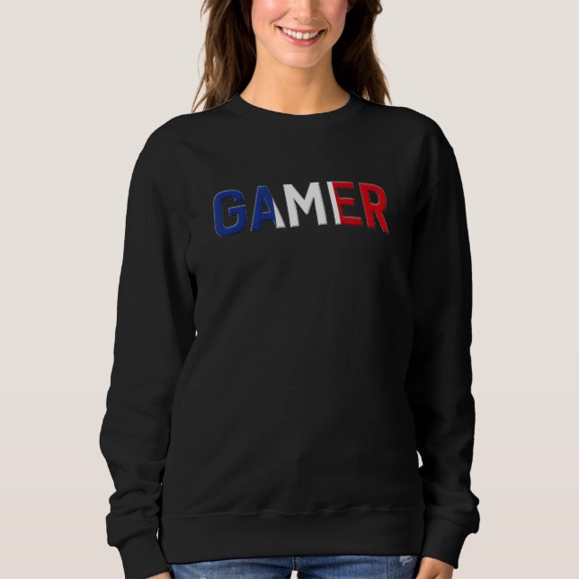 Sweatshirt ZBG Tees France Country flag and Gamer Print (Devant)