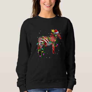 Sweatshirt Zebra Christmas Santa Hat Xmas Lights Holidays