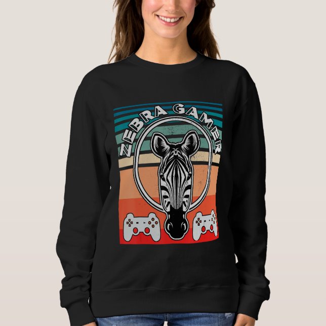 Sweatshirt Zebra Gamer Can't Hear You I'm Gaming Zebra Gamer  (Devant)