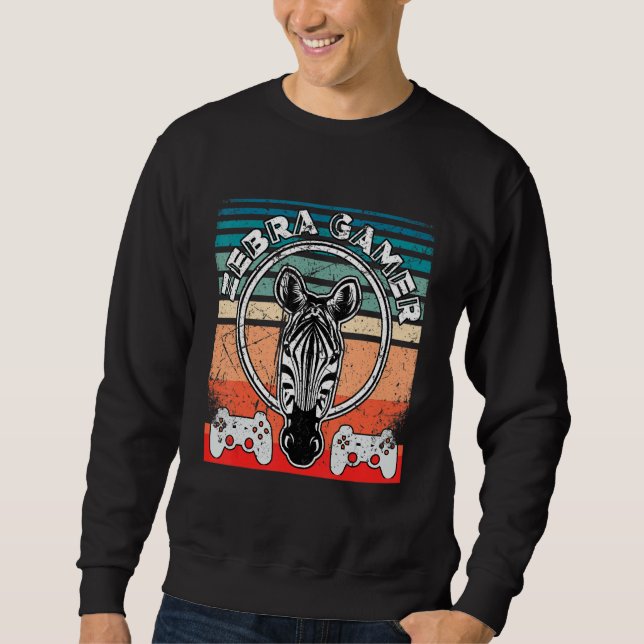 Sweatshirt Zebra Gamer Can't Hear You I'm Gaming Zebra Gamer  (Devant)