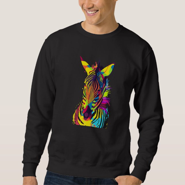 Sweatshirt Zebra Head Colorful Pop Art (Devant)
