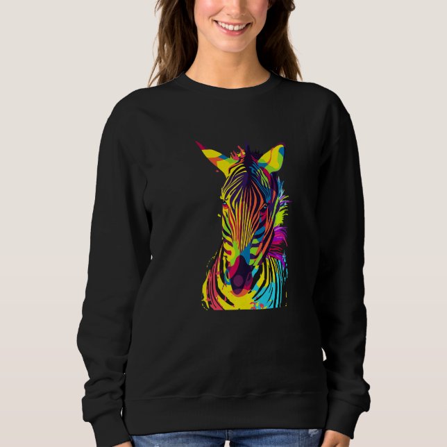 Sweatshirt Zebra Head Colorful Pop Art (Devant)