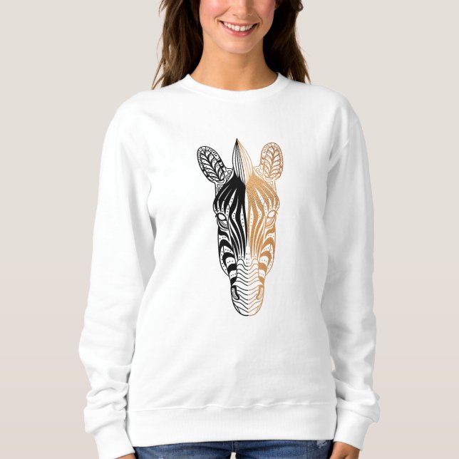 Sweatshirt Zebra Head Zebra Face moitié cuivre Zebra Head (Devant)