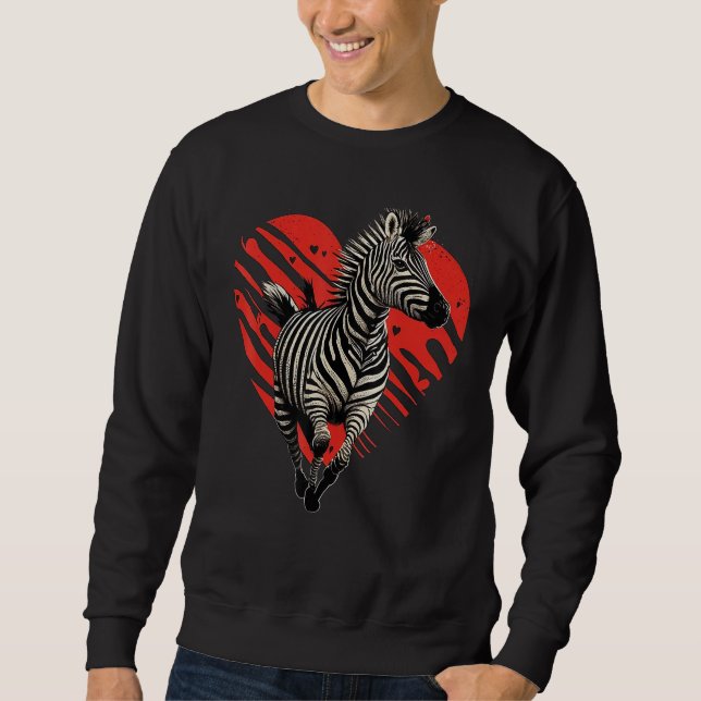 Sweatshirt Zebra Love Heart for Valentines Day on Zebra  4 (Devant)
