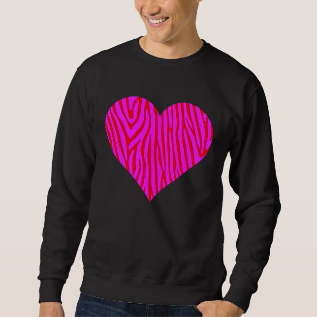 Sweatshirt Zebra Print Heart Love Graphic Cute Valentines Day (Devant)