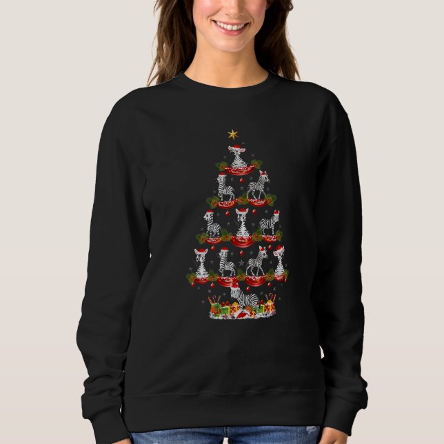 Sweatshirt Zebra  Xmas Holiday Santa Zebra Christmas Tree (Devant)