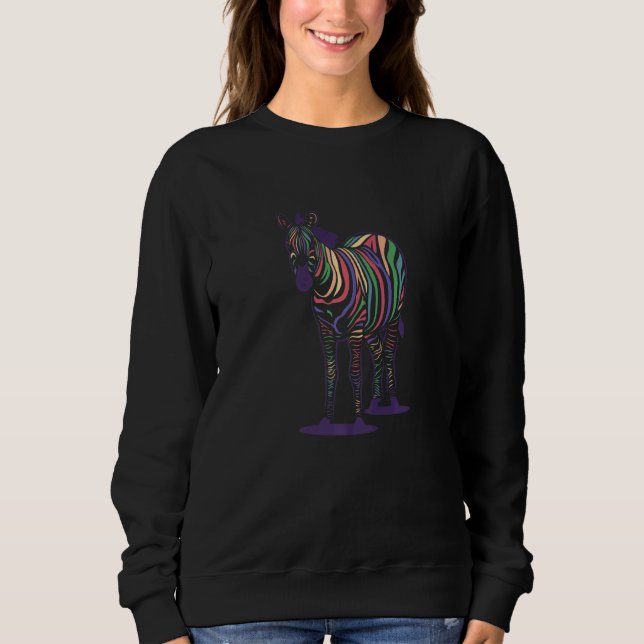 Sweatshirt Zèbre En Style Arc-En-Ciel (Devant)