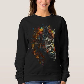 Sweatshirt Zèbre Feuilles d'automne Animal coloré Zoo Zèbre