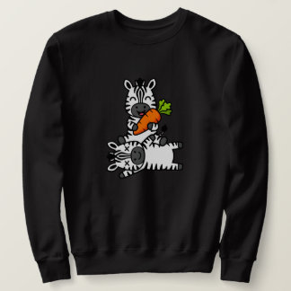 Sweatshirt Zèbre Mignon et Heureux avec Carotte Dessin Animé