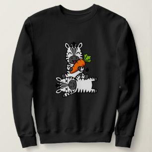 Sweatshirt Zèbre Mignon et Heureux avec Carotte Dessin Animé