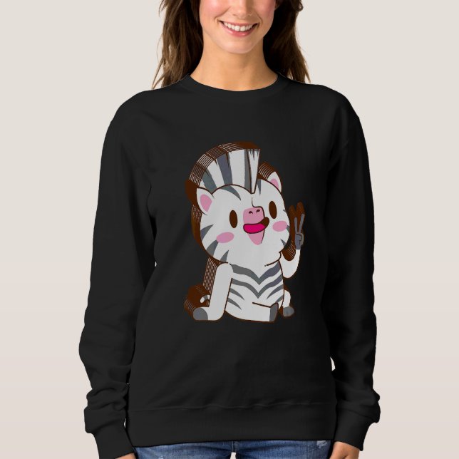 Sweatshirt Zèbre Multicouche Paix Relaxé Mignon Esthétique   (Devant)