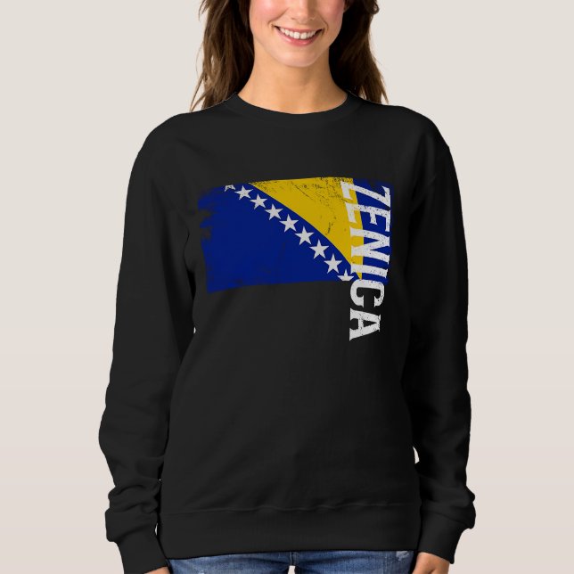 Sweatshirt Zenica Bosnia Flag For Bosnian Men Women Kids  1 (Devant)