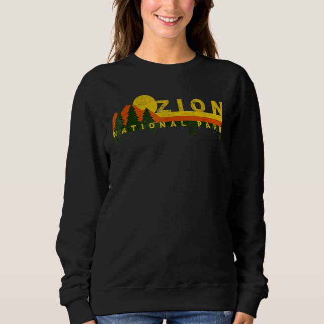 Sweatshirt Zion National Park Sunny Mountain Treeline (Devant)