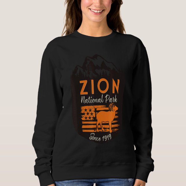 Sweatshirt Zion National Park US Flag Bighorn Sheep Mountains (Devant)