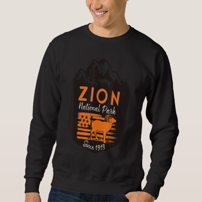 Sweatshirt Zion National Park US Flag Bighorn Sheep Mountains (Devant)