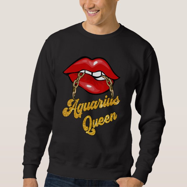 Sweatshirt Zodiac Astrology  Lip Aquarius Queen January (Devant)