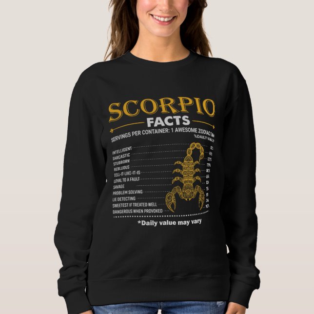 Sweatshirt Zodiac Sign Scorpio Facts October November (Devant)