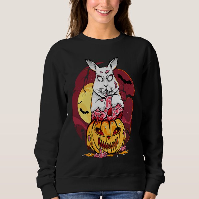Sweatshirt Zombie Bunny Halloween Evil Rabbit Jack-o'-lantern (Devant)