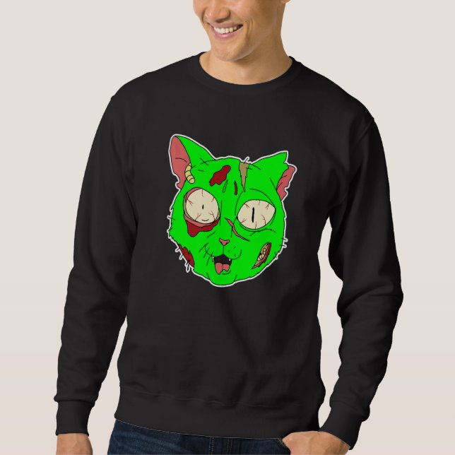 Sweatshirt Zombie Cat Lazy Halloween Costume Scary Creepy Spo (Devant)