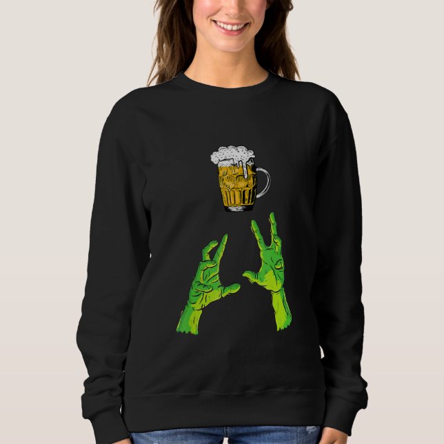Sweatshirt Zombie Hands Reaching for Beer Halloween Costume (Devant)