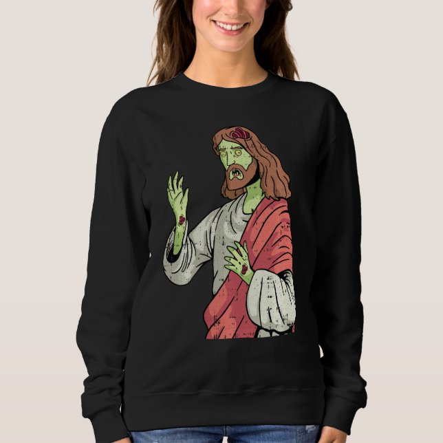 Sweatshirt Zombie Jésus Lazy Costume d'Halloween chrétien (Devant)