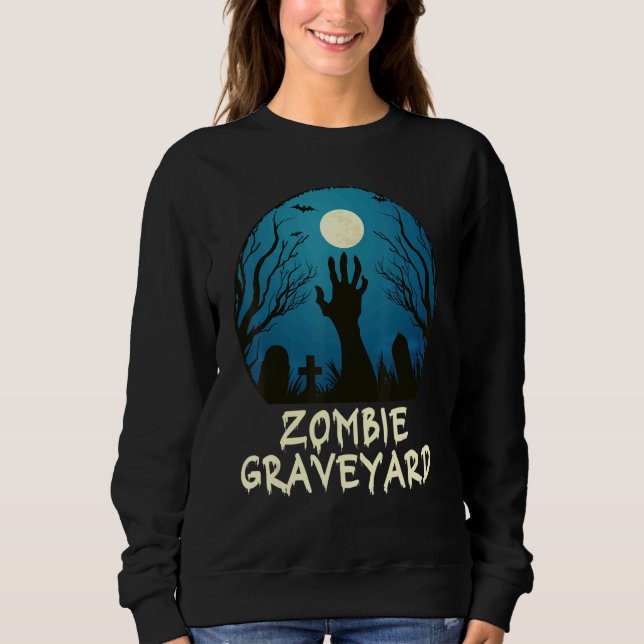 Sweatshirt Zombie Moonlit Graveyard effrayant Halloween Enfan (Devant)