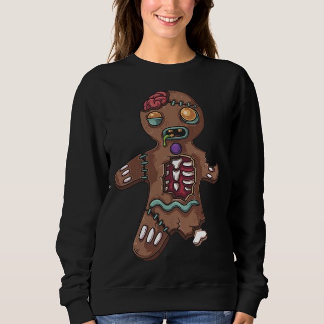 Sweatshirt Zombie Noël Gingerbread Homme drôle X-Mas Vacances (Devant)