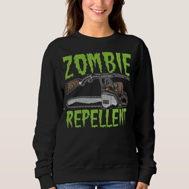 Sweatshirt Zombie Repellent Happy Halloween Trick Ou Traiter (Devant)