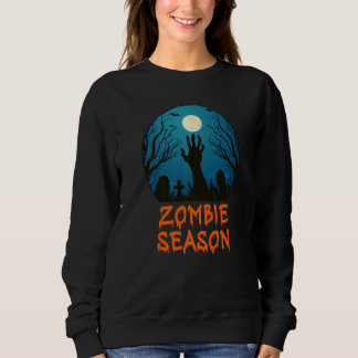 Sweatshirt Zombie Season Moonlit Graveyard Scary Kids Boys A