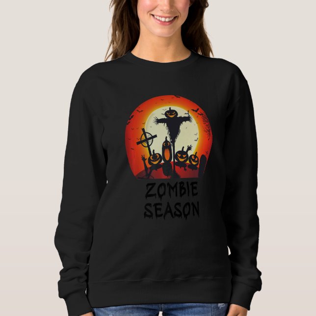 Sweatshirt Zombie Season Moonlit Scary Graveyard  Kids Boys A (Devant)