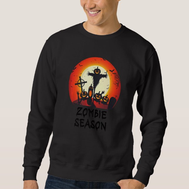 Sweatshirt Zombie Season Moonlit Scary Graveyard  Kids Boys A (Devant)