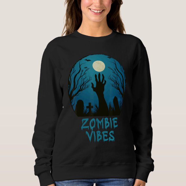 Sweatshirt Zombie Vibes Moonlit Graveyard  Scary Kids Boys Ad (Devant)