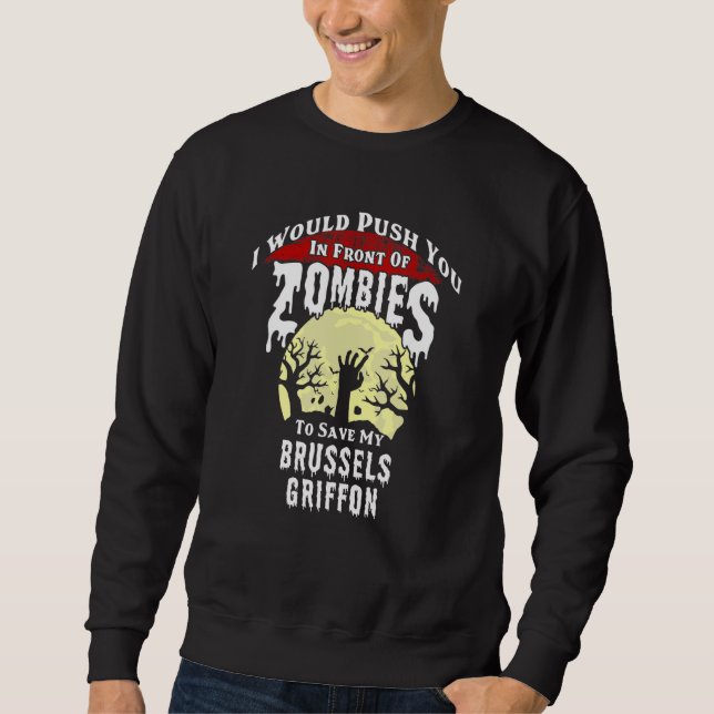 Sweatshirt Zombies Griffon de Bruxelles Épouvante Halloween (Devant)