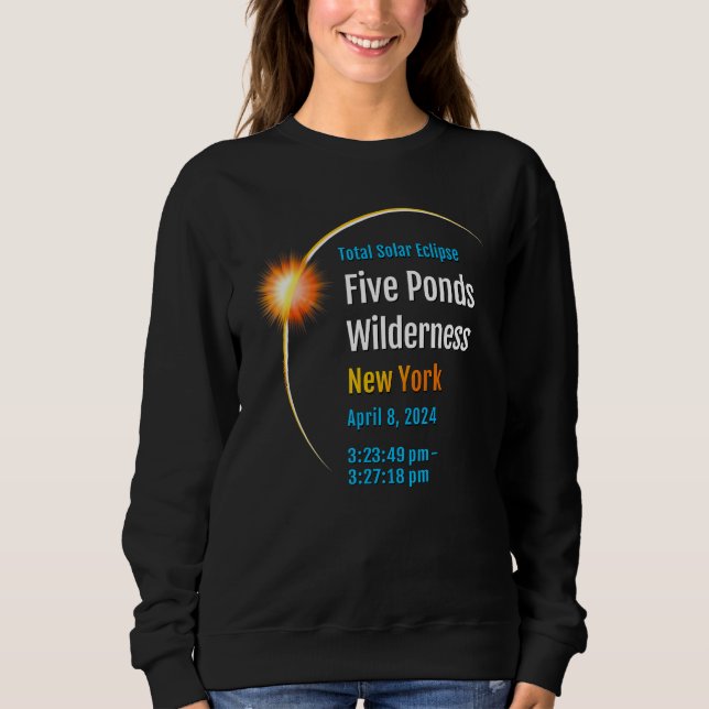 Sweatshirt Zone sauvage de Five Ponds NY Éclipse solaire tota (Devant)