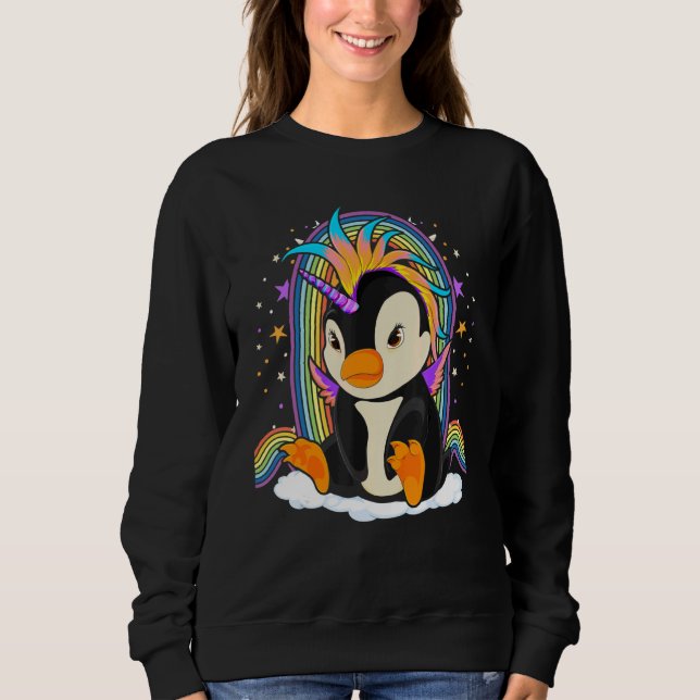 Sweatshirt Zoo Animal Bird Rainbow Penguincorn Imaginaire Uni (Devant)