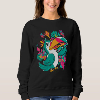 Sweatshirt Zoo Animal Exotique Oiseau Tropical Feuilles Faune
