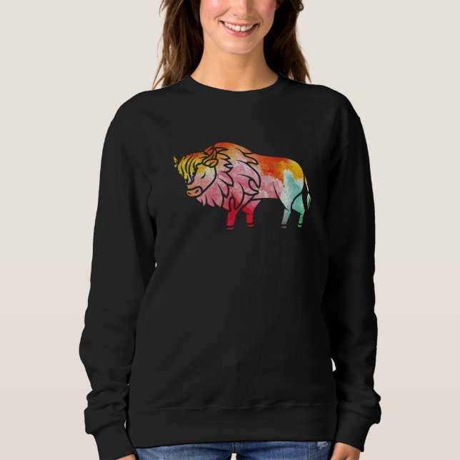 Sweatshirt Zoo Wildlife Animal  Zookeeper Buffalo Bison Color (Devant)