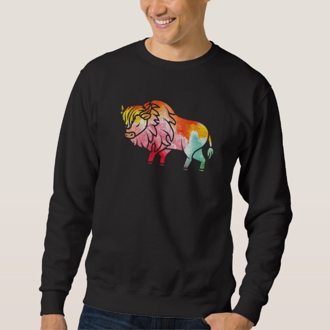 Sweatshirt Zoo Wildlife Animal  Zookeeper Buffalo Bison Color (Devant)
