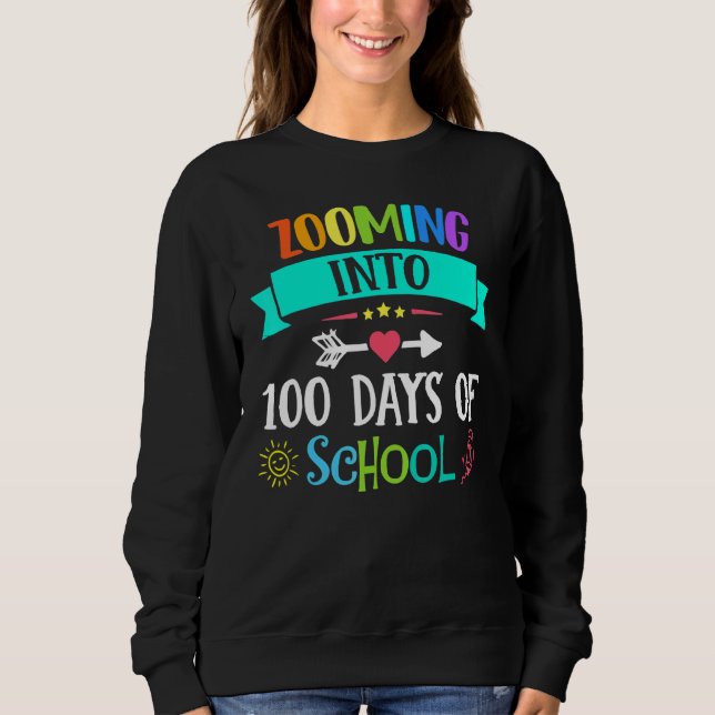 Sweatshirt Zoom sur les 100 jours d'école pour les enseignant (Devant)