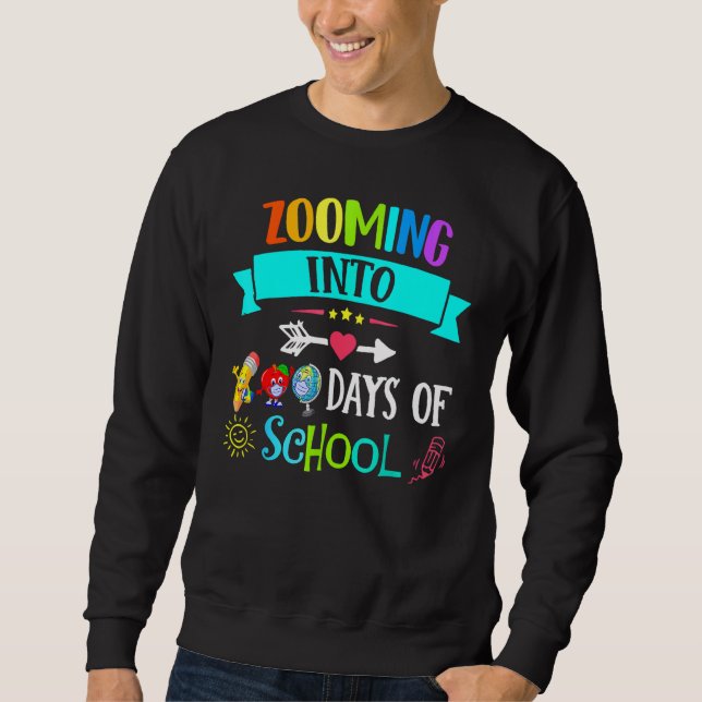 Sweatshirt Zoom sur les 100 jours d'école pour les enseignant (Devant)