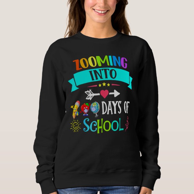 Sweatshirt Zooming Into 100 Days Of School Teacher Kids (Devant)